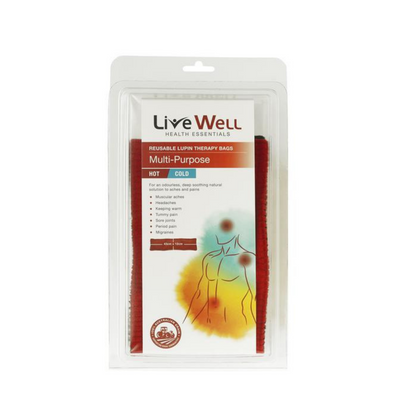 Live Well Health Essentials Multi Purpose Hot & Cold Bag Lupin Filled Made In Australia