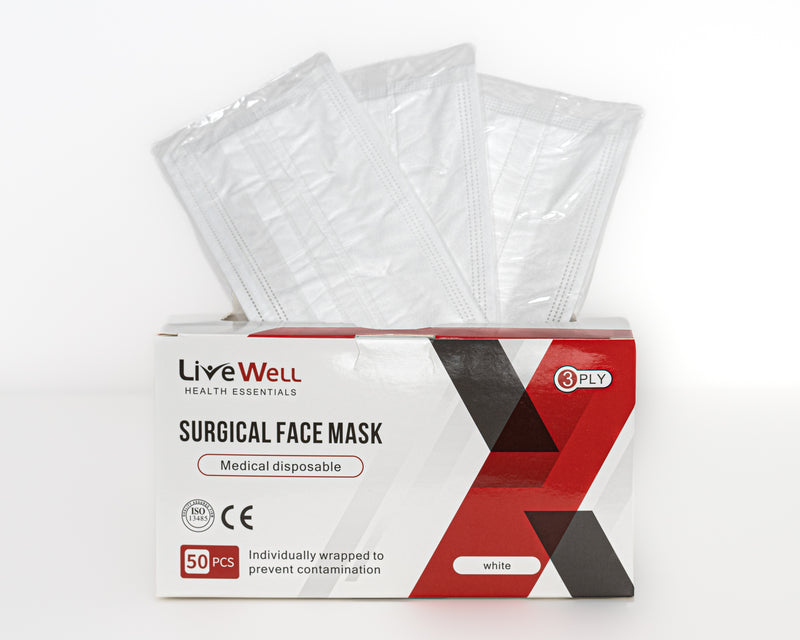 Live Well Health Essentials Surgical Face Masks Level 3